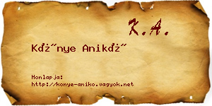 Könye Anikó névjegykártya